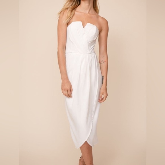 NWT Yumi Kim Night Glamour Strapless Midi Dress in White - Picture 3 of 11